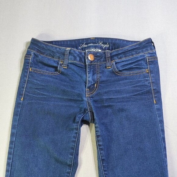 American Eagle jeggings women's size 4 ink blue skinny super stretch low-rise - Picture 2 of 13
